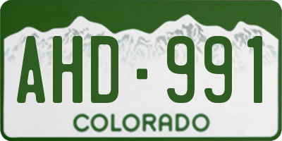CO license plate AHD991