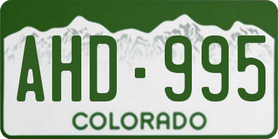 CO license plate AHD995