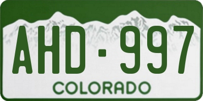 CO license plate AHD997