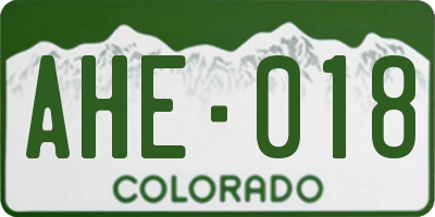 CO license plate AHE018