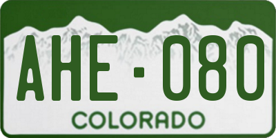 CO license plate AHE080