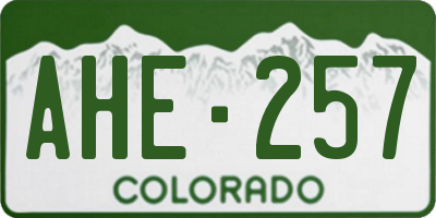 CO license plate AHE257