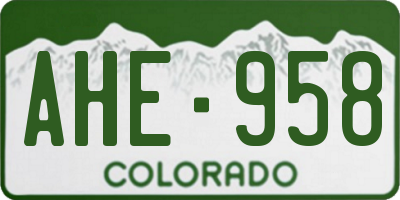 CO license plate AHE958