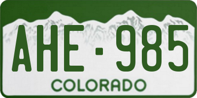 CO license plate AHE985