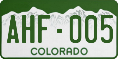 CO license plate AHF005