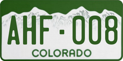 CO license plate AHF008