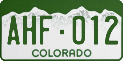CO license plate AHF012