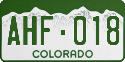 CO license plate AHF018
