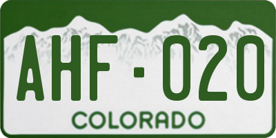 CO license plate AHF020