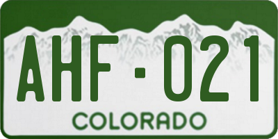 CO license plate AHF021