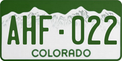 CO license plate AHF022