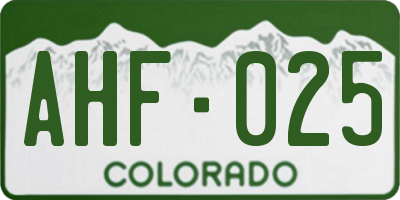 CO license plate AHF025