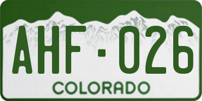 CO license plate AHF026