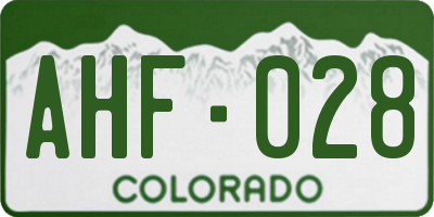 CO license plate AHF028