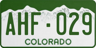 CO license plate AHF029
