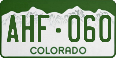 CO license plate AHF060
