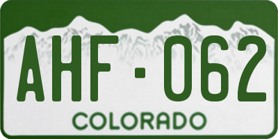 CO license plate AHF062