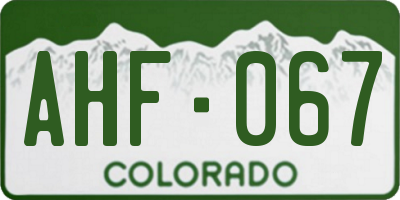 CO license plate AHF067