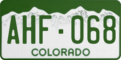 CO license plate AHF068