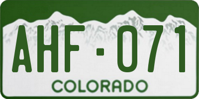 CO license plate AHF071