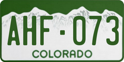 CO license plate AHF073