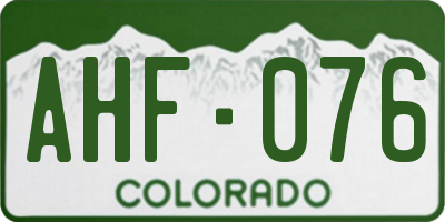 CO license plate AHF076