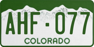 CO license plate AHF077