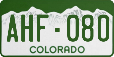 CO license plate AHF080