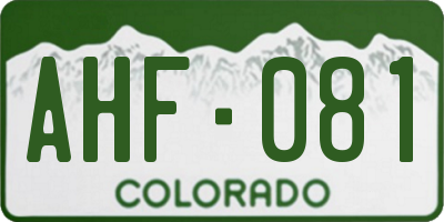 CO license plate AHF081