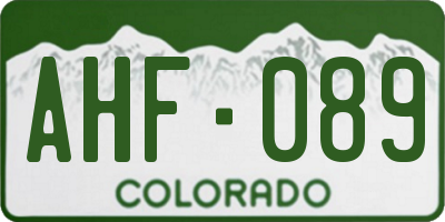 CO license plate AHF089
