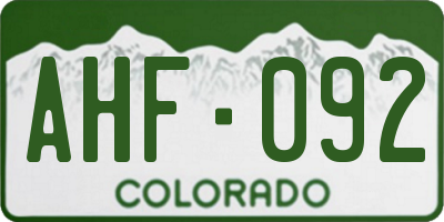 CO license plate AHF092