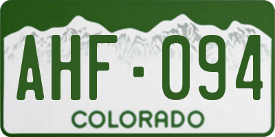 CO license plate AHF094