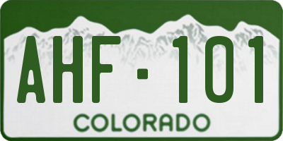 CO license plate AHF101