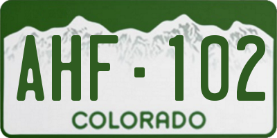 CO license plate AHF102