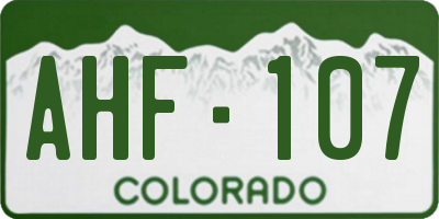 CO license plate AHF107