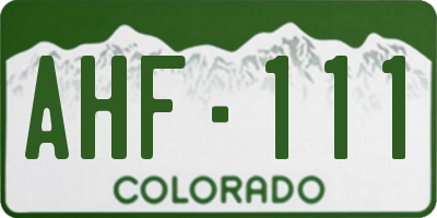 CO license plate AHF111