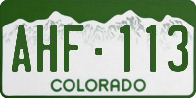 CO license plate AHF113