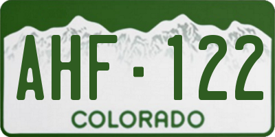 CO license plate AHF122