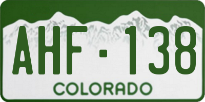 CO license plate AHF138
