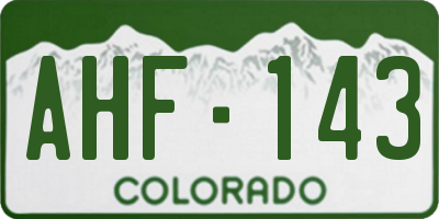 CO license plate AHF143