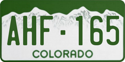 CO license plate AHF165