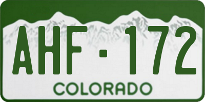 CO license plate AHF172