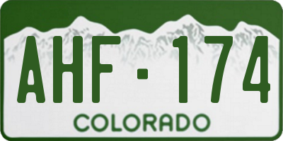 CO license plate AHF174