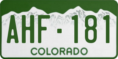 CO license plate AHF181