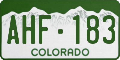 CO license plate AHF183