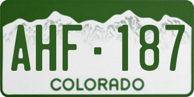 CO license plate AHF187