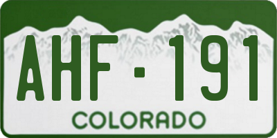 CO license plate AHF191