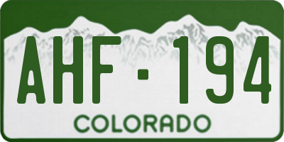CO license plate AHF194