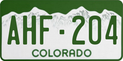 CO license plate AHF204