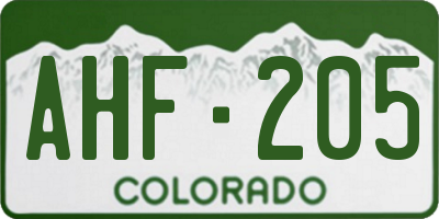 CO license plate AHF205